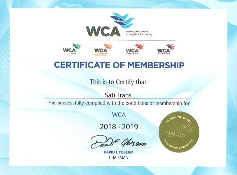 Sati Trans Certificate - WCA